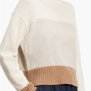 Theory Colorblock Wool & Cashmere Sweater in Ivory Multi